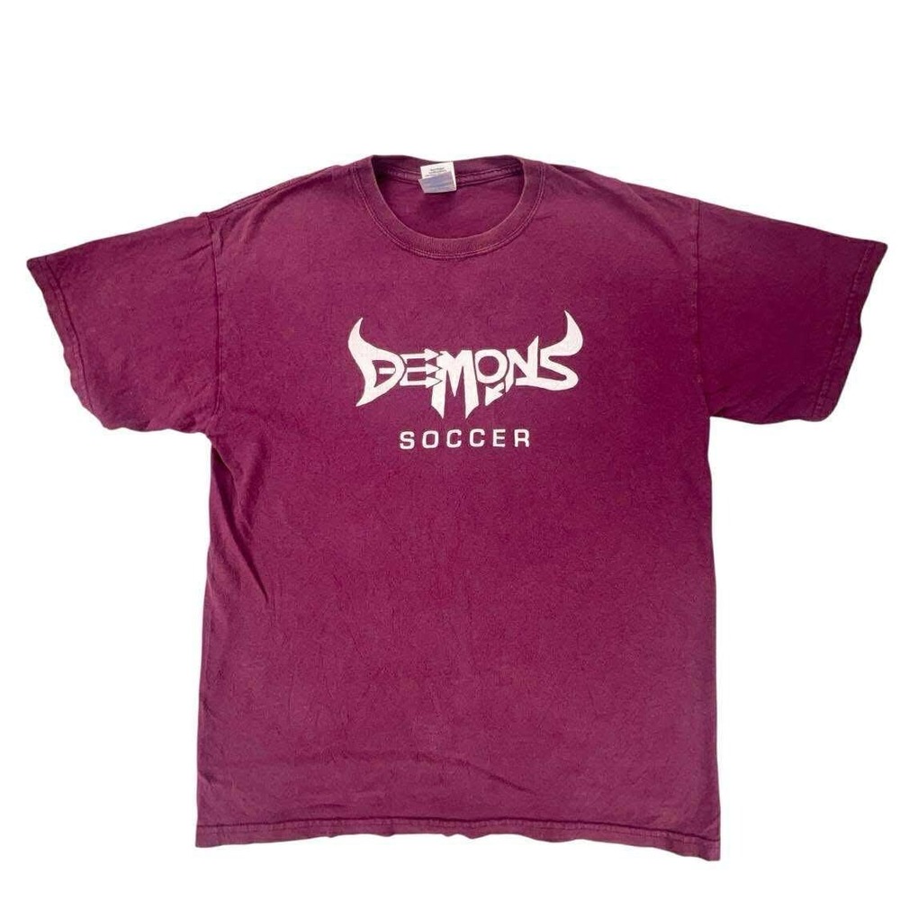 Vintage Demons Soccer Stealth‎ Graphic Print Gildan Ultra Cotton T-Shirt Medium